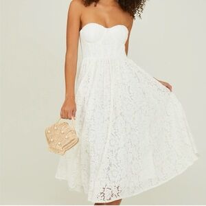 Altar’d State Elegant White Lace Midi Dress